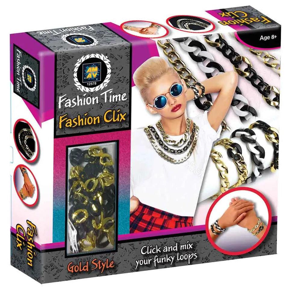 AMAV Fashion Time Fashion Clix Gold jewelry kit for kids