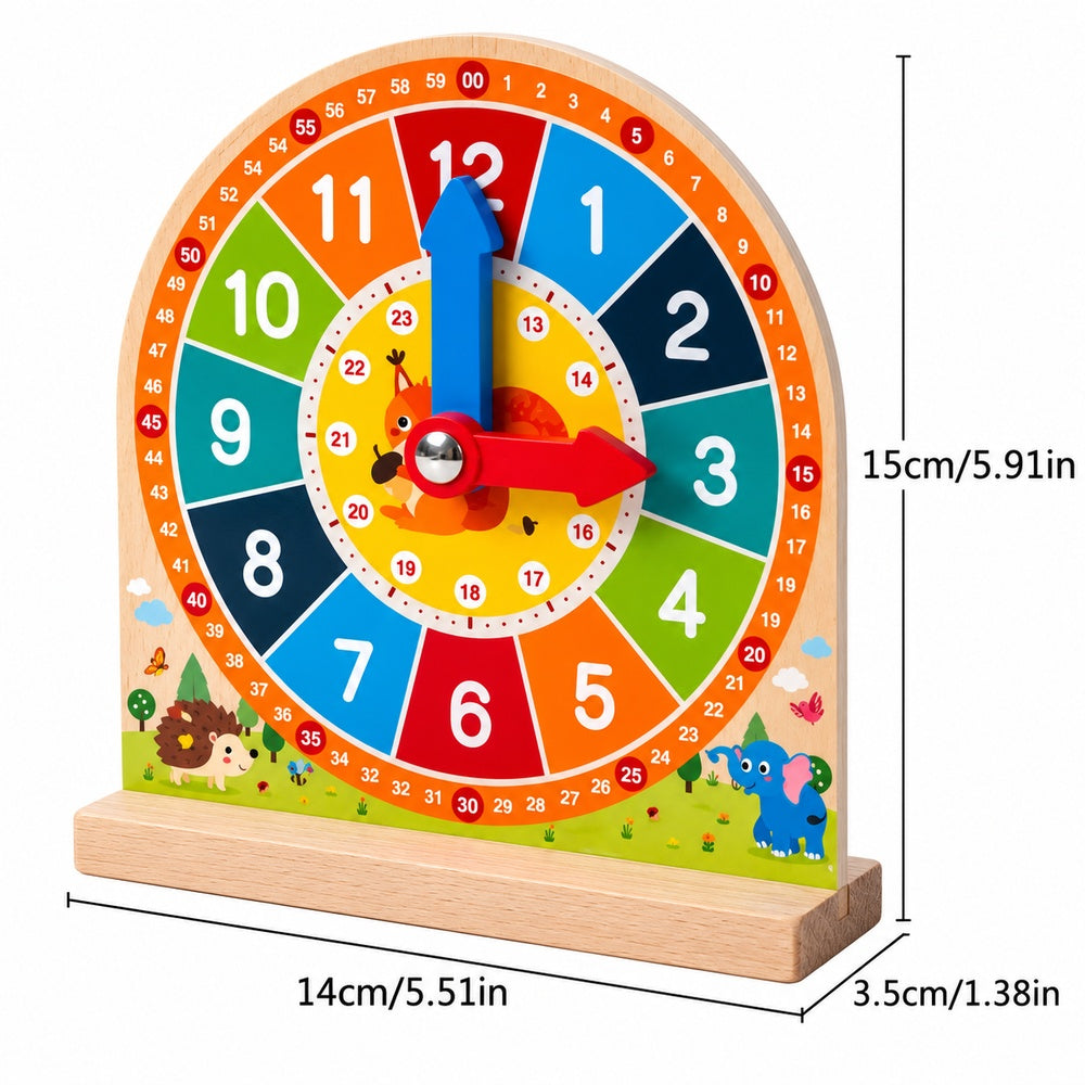 Wooden Time Learning Clock – Time Teaching & Matching Set