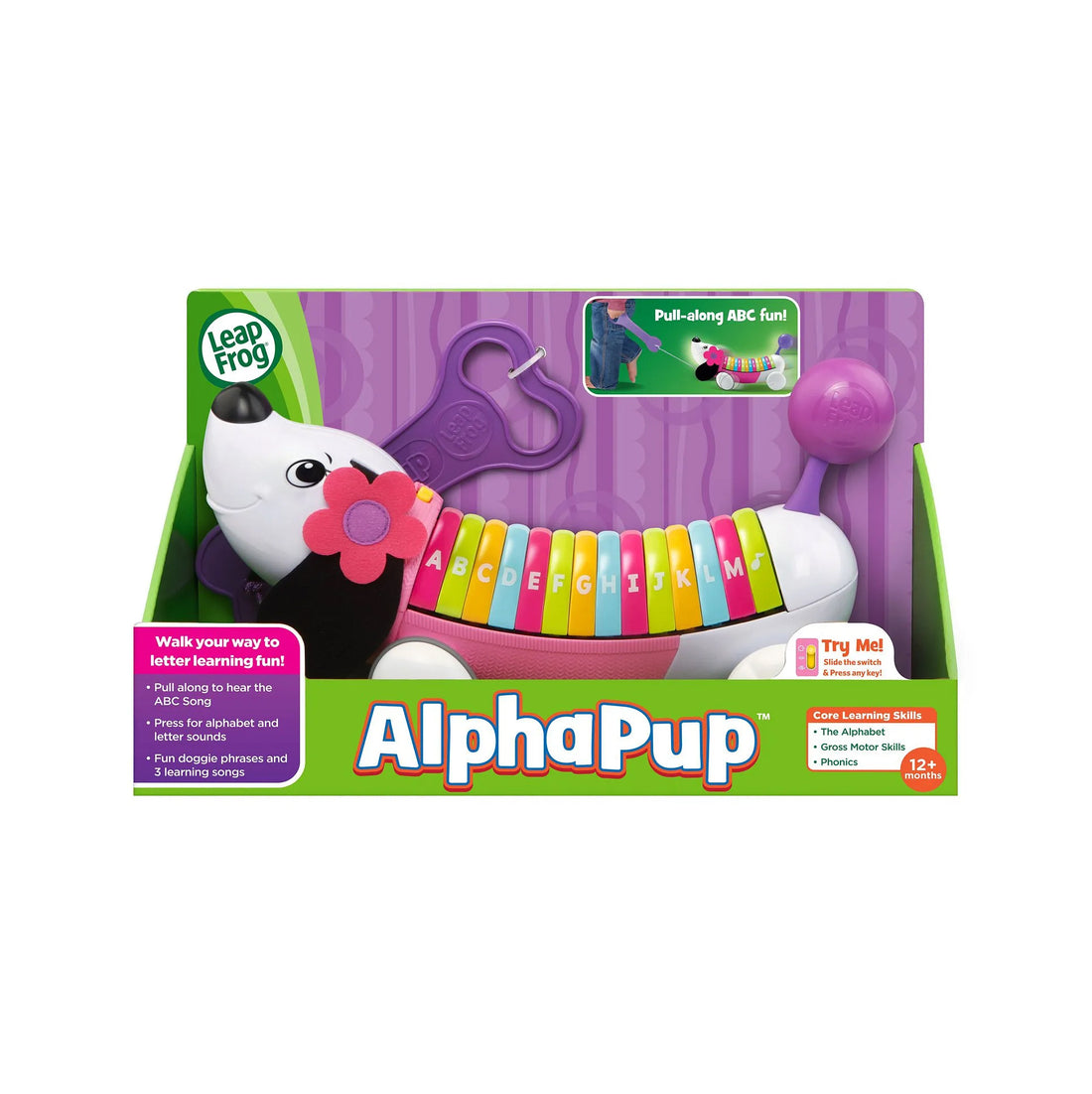LeapFrog AlphaPup pink pull-along phonics toy for kids