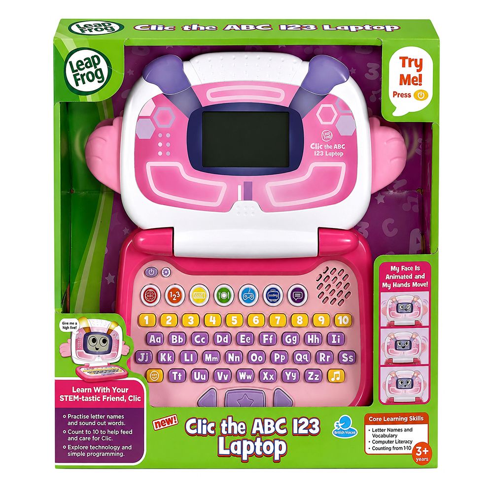 LeapFrog Click the ABC 123 laptop pink toy for kids