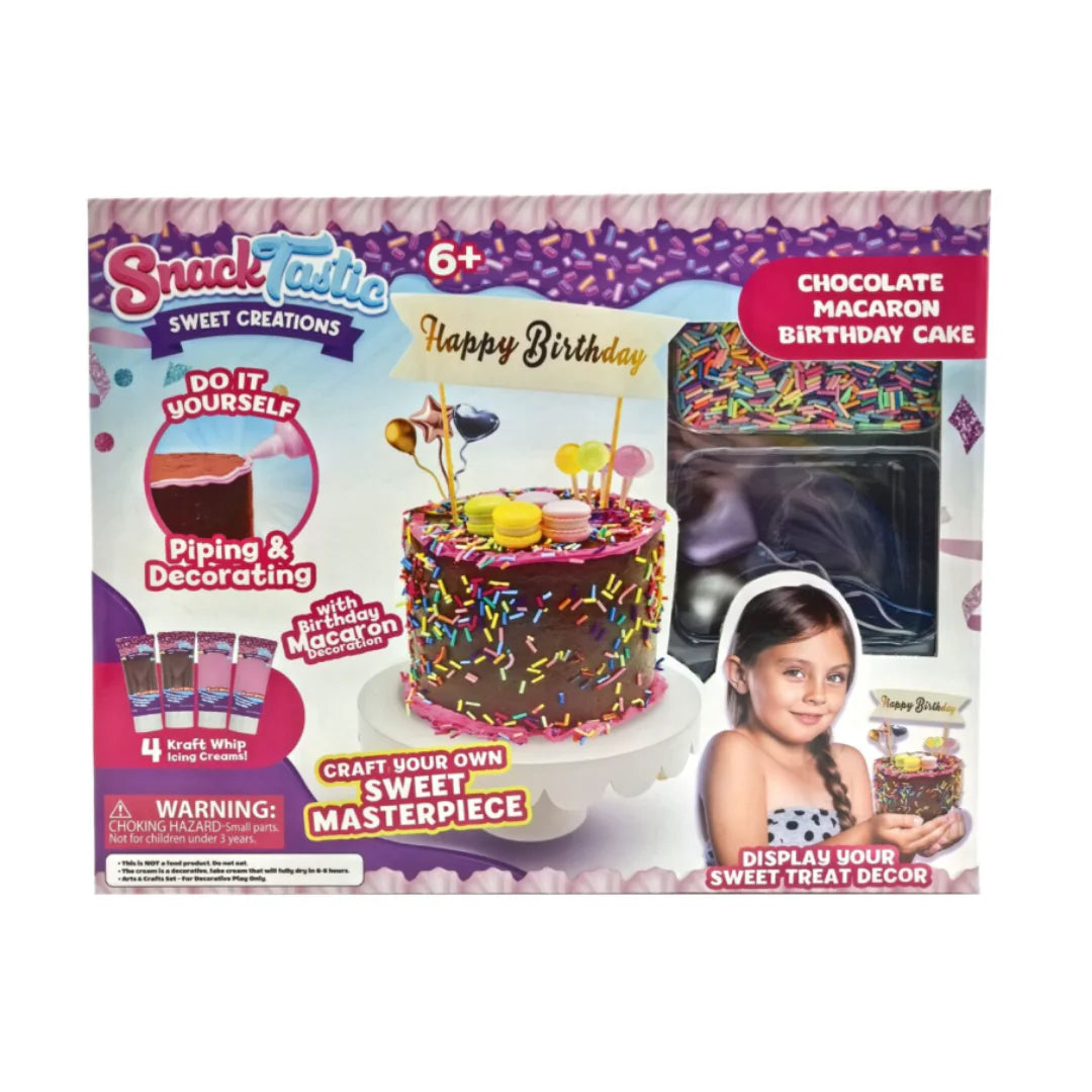 Snack Tastic Chocolate Macaron Birthday Cake DIY kit for kids
